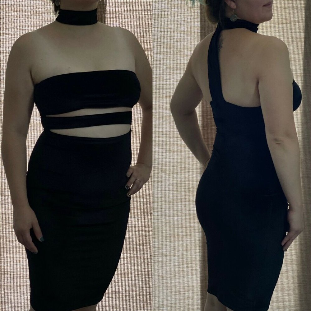 re:named dress black velvet size L